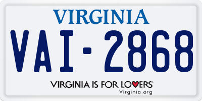 VA license plate VAI2868