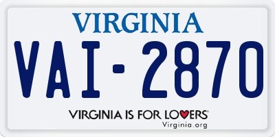 VA license plate VAI2870