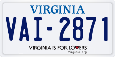 VA license plate VAI2871