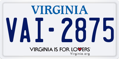 VA license plate VAI2875
