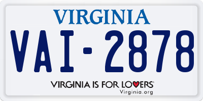 VA license plate VAI2878
