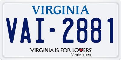 VA license plate VAI2881