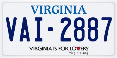 VA license plate VAI2887