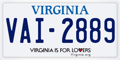 VA license plate VAI2889