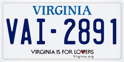 VA license plate VAI2891