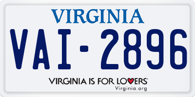 VA license plate VAI2896