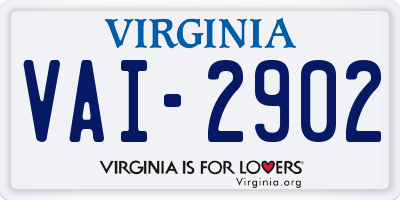 VA license plate VAI2902