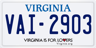 VA license plate VAI2903