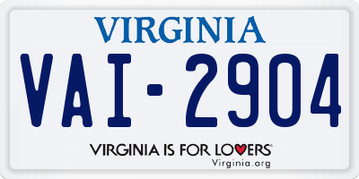VA license plate VAI2904
