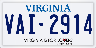 VA license plate VAI2914