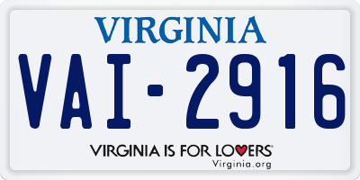 VA license plate VAI2916