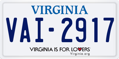 VA license plate VAI2917