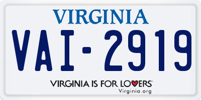 VA license plate VAI2919