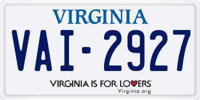 VA license plate VAI2927