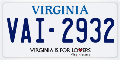 VA license plate VAI2932