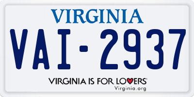 VA license plate VAI2937