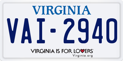 VA license plate VAI2940