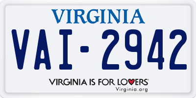 VA license plate VAI2942