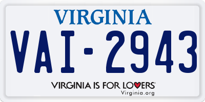VA license plate VAI2943