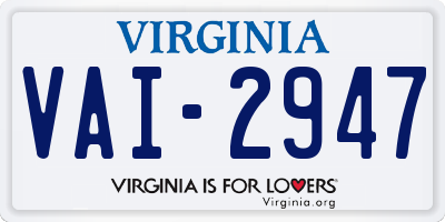 VA license plate VAI2947