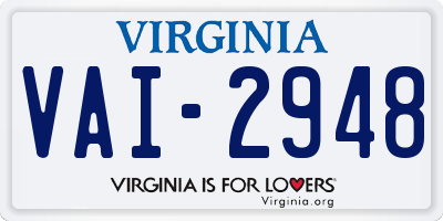 VA license plate VAI2948