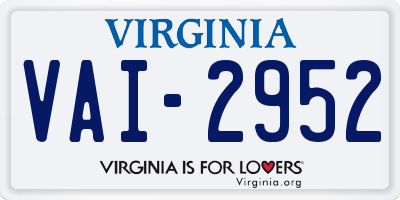 VA license plate VAI2952