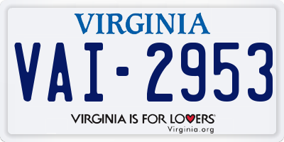VA license plate VAI2953