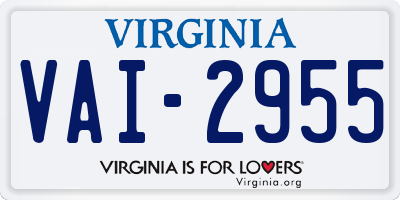 VA license plate VAI2955