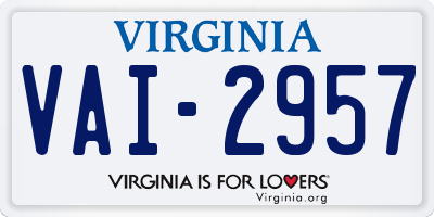 VA license plate VAI2957