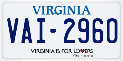 VA license plate VAI2960