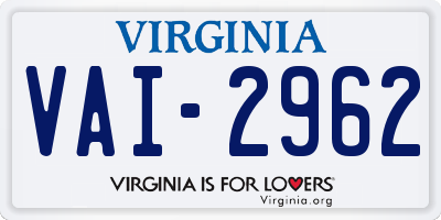 VA license plate VAI2962