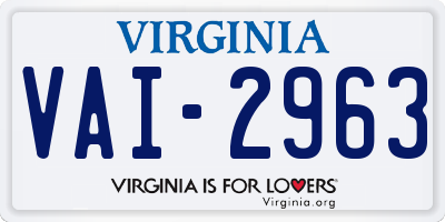 VA license plate VAI2963
