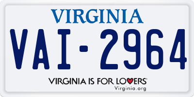 VA license plate VAI2964
