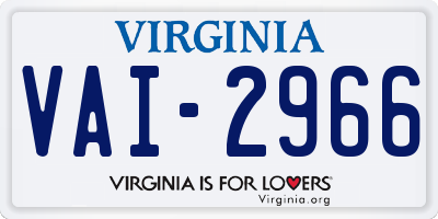 VA license plate VAI2966