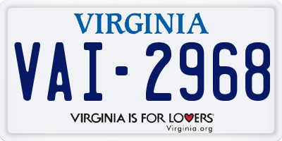 VA license plate VAI2968