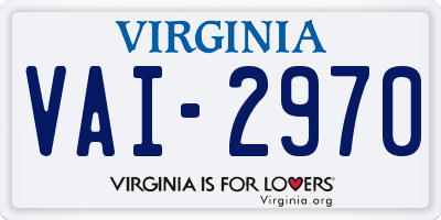 VA license plate VAI2970
