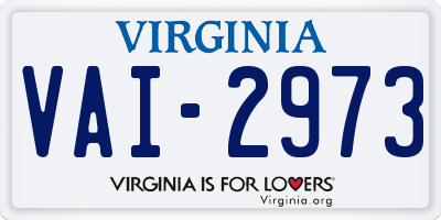 VA license plate VAI2973
