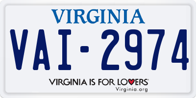 VA license plate VAI2974