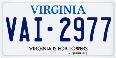 VA license plate VAI2977