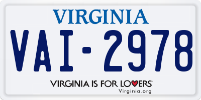 VA license plate VAI2978