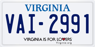VA license plate VAI2991