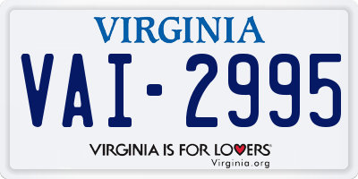 VA license plate VAI2995