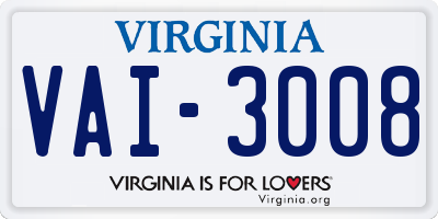 VA license plate VAI3008
