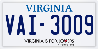 VA license plate VAI3009