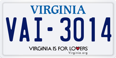 VA license plate VAI3014