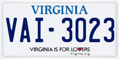 VA license plate VAI3023