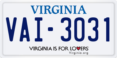 VA license plate VAI3031