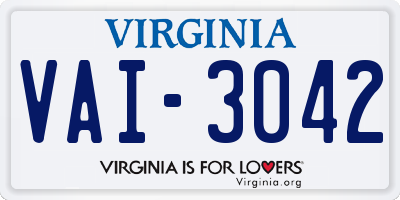 VA license plate VAI3042