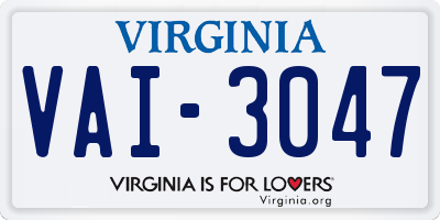 VA license plate VAI3047
