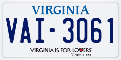VA license plate VAI3061